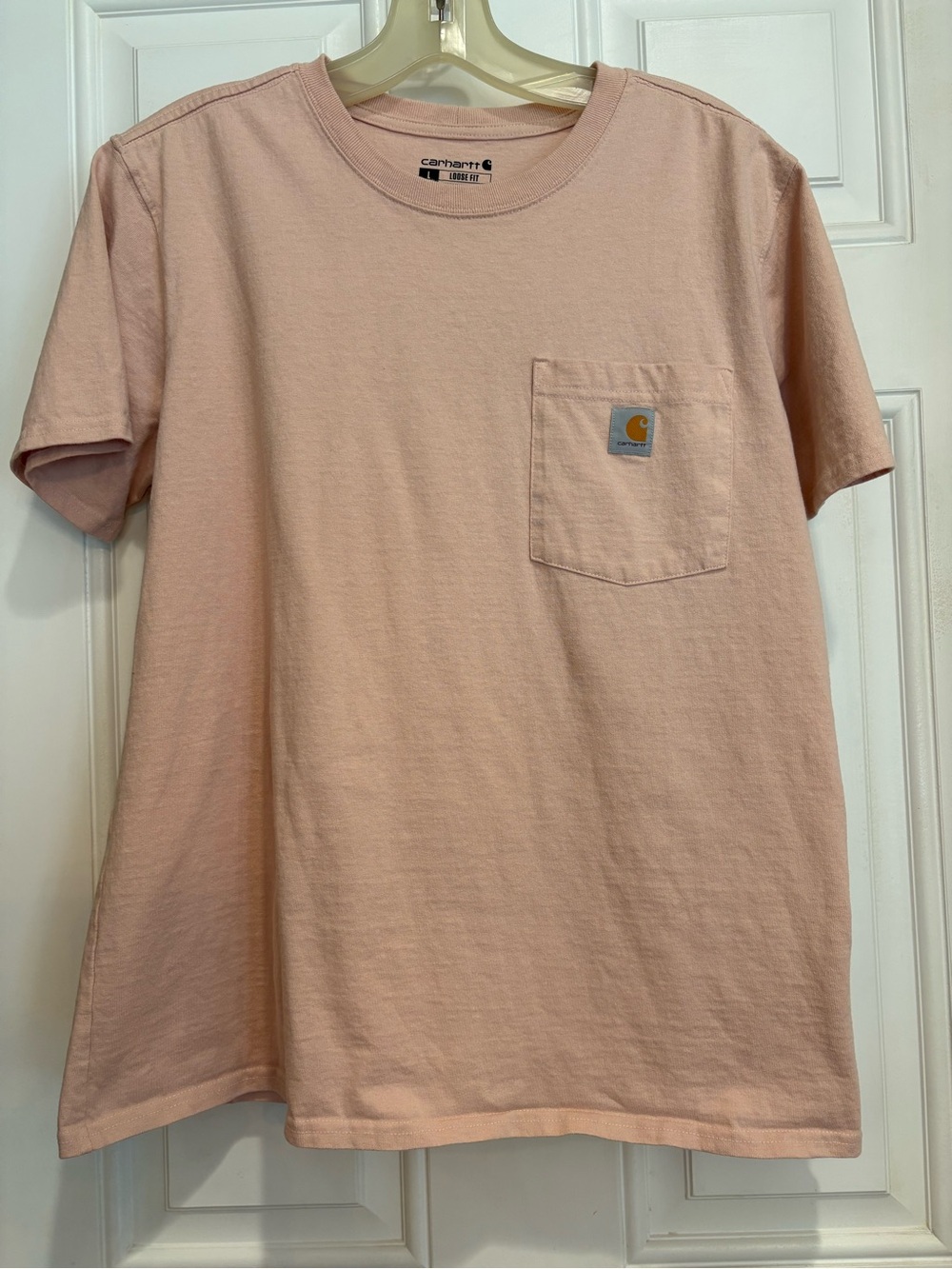 Carhartt Women’s Loose Fit Short-Sleeve Pocket Tee in Tropical Peach, Size L